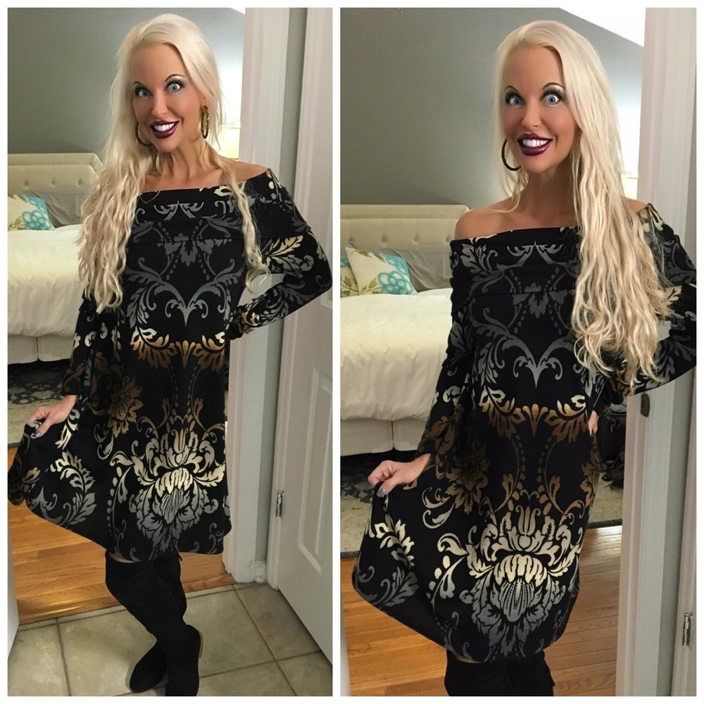 Off Shoulder Beautifully Patterned Tunic Dress! - image 2